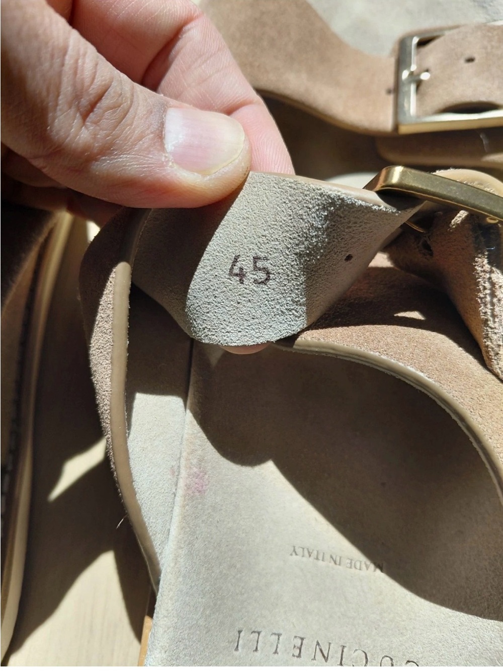 Brunello Cucinelli Taupe Suede Double-Buckle Slide Sandals - Picture 5 of 8